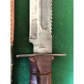KABAR MK2 KNIFE WITH JAPAN MAKERS STAMP-CIRCA- 1970`S-OVERALL LENGTH 243MM