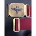 44 PARACHUTE BRIGADE STABLE BELT 1ST TYPE WITH BRASS BUCKLE-EXTENDED LENGTH 158CM-CONDITION NEVER US