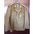 STEP OUT JACKET FOR A CAPTAIN WITH 4 FIELD REGT.-COMPLETE WITH FLASHES MEDAL ETC.-SIZE MEDIUM-MEASUR