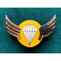 BOPHUTHATSWANA DEFENCE FORCE PARACHUTE,FREE FALLING-YELLOW AND GOLD-FULL SIZE-MEASURES 70MM- 3 PINS
