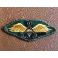 LESOTHO DEFENCE FORCE INSTRUCTOR PARACHUTE WING-GOLD THREAD WINGS WITH BLACK CENTRE-EMBROIDERED ON C