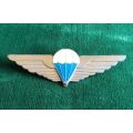 CISKEI DEFENCE FORCE BASIC,FULL SIZE PARA WING-WHITE AND BLUE ENAMEL CENTRE (COATED)WITH CHROME WIN