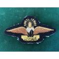 SWAZILAND BASIC PARACHUTE WING- BROWN AND GOLD EMBROIDERED ON BLACK FELT