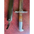 SWISS 1918 BAYONET WITH ITS LARGER HILT AND DOUBLE EDGE BLADE-MANUFACTURER ELSENER SCHEYZ-OVERALL LE