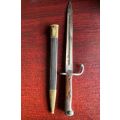 BRAZILIAN 1908 PATTERN BAYONET FOR THE 7MM 1908 RIFLE AND CARBINE BRASS MOUNTED LEATHER SCABBARD-MAK
