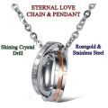 Elegant 316L Stainless Steel Eternal Love Diamante Link Chain Necklace for Men in Gift Box