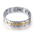 Trendy Stainless Steel Men's Geometric 2 Tone Bracelet - 18K Gold Plated in Complimentary Gift Box
