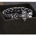 Exquisite Stainless Steel Men's Crystal Cross Bracelet in Complimentary Gift Box