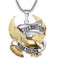 VNOX Stainless Steel Eagle LIVE TO RIDE Bikers Chain & Pendant in Gift Box