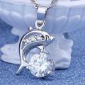 Elegant 925 Silver Cubic Zirconia Dolphin Pendant Jewelry Set in Complimentary GIFT BOX