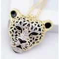 Elegant Gold / Silver Leopard Head Chain Necklace With Austrian Crystals in Complimentary Gift Box