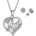 Elegant Jewelry Set With Rhinestone Mom Pendant in Complimentary Gift Box