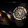 Elegant CURREN Military Mens Quartz Wrist Watch With Stainless Steel Strap - Black and Gold