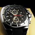 Elegant & Sporty V6 Stainless Steel & Silicone Men's Quartz Wrist Watch in Black & Silver