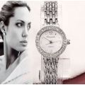 Elegant Ladies Silver Rhinestone Stainless Steel Analog Quartz Wrist Watch in Gift Box