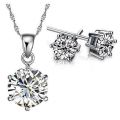 Exquisite 925 Sterling Silver Twisted Chain Cubic Zirconia Jewelry Set in Complimentary Gift Box