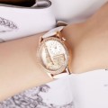 Elegant Rose Gold & Crystal Eiffel Tower Leather Quartz Wrist Watch