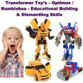Transformer Action Figure Cars - Select Bumblebee OR Optimus, Ideal for Concentration Skills
