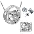 Elegant 925 Silver Heart in Ring Jewelry Set With Swarovski Crystals in Complimentary GIFT BOX