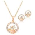 Elegant Golden Austrian Crystal Opal Heart & Stars Jewelry Set in Complimentary Gift Box