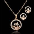 Elegant Golden Austrian Crystal Opal Heart & Stars Jewelry Set in Complimentary Gift Box