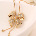 Elegant Bowknot Necklace With Swarovski Crystals - White Gold OR Yellow Gold Plated