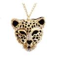 Elegant Gold / Silver Leopard Head Chain Necklace With Austrian Crystals in Complimentary Gift Box