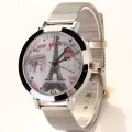 Show Your Love With an Elegant Silver Eiffel Tower Wrist Watch With Mesh Band