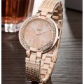 Elegant REALY Rose Gold & Rhinestone Ladies Wrist Watch With Stunning Inlay Detail