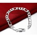 Elegant Men's Cubicle Figaro 6mm Stainless Steel Chain Bracelet in Complimentary Gift Box