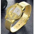 Elegant Rose Gold & Austrian Crystal Eiffel Tower Wrist Watch With Mesh Band
