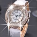 Luxury Rosgegold Gogoey Ladies Leather Crystal Diamond Quartz Wrist Watch by Reloj Mujer