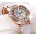 Luxury Rosgegold Gogoey Ladies Leather Crystal Diamond Quartz Wrist Watch by Reloj Mujer