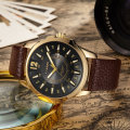 Elegant & Professional Curren AUTO DATE Mens Business Watch With Leather Strap in Black and Gold