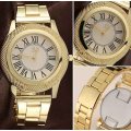 Luxury & Elegant Ladies Gold and Black Roman Number Quartz Wrist Watch