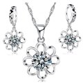 STOCK CLEARANCE SALE 925 Sterling Silver Cubic Zirconia Flower Jewelry Set in Complimentary Gift Box