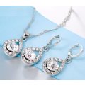Elegant 925 Sterling Silver Cubic Zirconia Water Drop Jewelry Set in Complimentary Gift Box