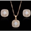 Elegant Austrian Stellux Cubic Zirconia Square Shape Jewelry Set in Complimentary Gift Box