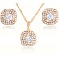 Elegant Austrian Stellux Cubic Zirconia Square Shape Jewelry Set in Complimentary Gift Box