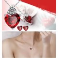 Exquisite Red Ruby Cubic Zirconia Heart Shaped Jewelry Set in Complimentary Gift Box - MOTHER'S DAY