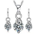 Elegant 925 Sterling Silver PATICO Crystal Lucky Number 8 Jewelry Set in Complimentary Gift Box