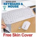 Super Slim 2.4 Ghz Wireless Keyboard, Mouse, Silicone Protective Skin & USB Receiver Combo White