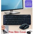 Super Slim 2.4 Ghz Wireless Keyboard, Mouse, Silicone Protective Skin & USB Receiver Combo