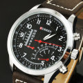 Elegant CURREN Military Leather Mens Wrist Watch - Black & Brown - Ideal for Valentines day - 14 Feb