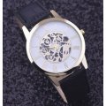Trendy & Stylish Men's Leather Skeleton Wrist Watch in Gold & Brown OR Gold & Black
