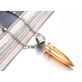 Elegant 316L Stainless Steel Link Chain With Solid Crystal Bullet Pendant in Complimentary Gift Box