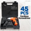 45 Piece Rechargeable Electric Drill & Screwdriver Set in Carry Case