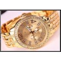 Elegant Ladies Geneva Crystal Quartz Chronograph Wrist Watch in Gold or Silver