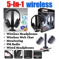 5 IN 1 Wireless Headphones - MP3 / MP4, PC, TV, CD, FM Radio