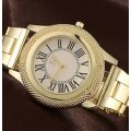 Luxury & Elegant Ladies Gold and Black Roman Number Quartz Wrist Watch